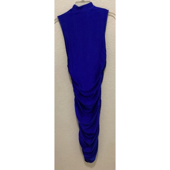 Shein Royal Blue Sleeveless Bodycon Dress High Neck Stretch Fabric Elegant - Picture 6 of 7